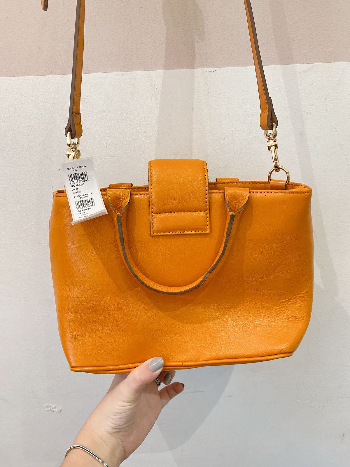 Bolsa laranja couro Corello