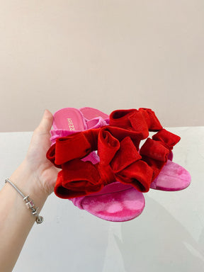 Sandália veludo laços vermelhos Arezzo 34