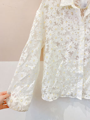 Camisa margaridas branca Zara P