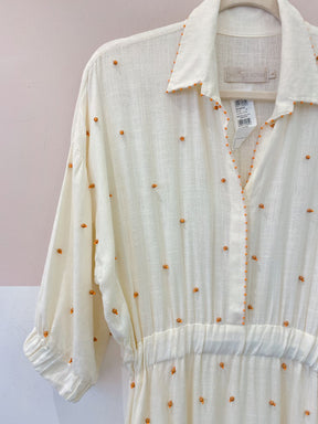 Vestido midi off bordado Valônia Veras M