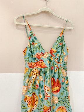 Vestido midi azul estampa azul Farm P