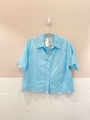 Camisa curta azul bebê Angel’s G