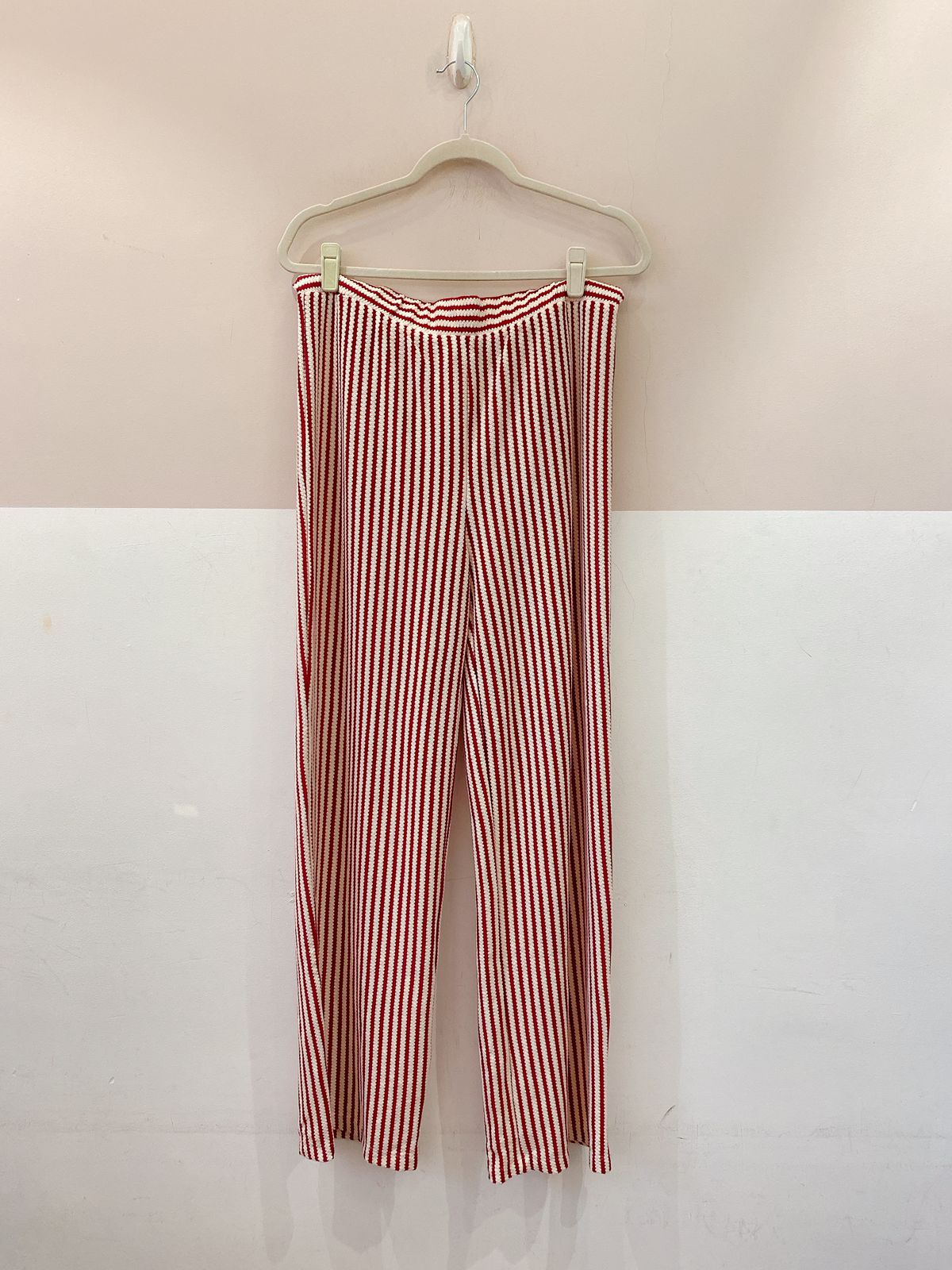 Calça tricot listrada vermelha Peepou XG