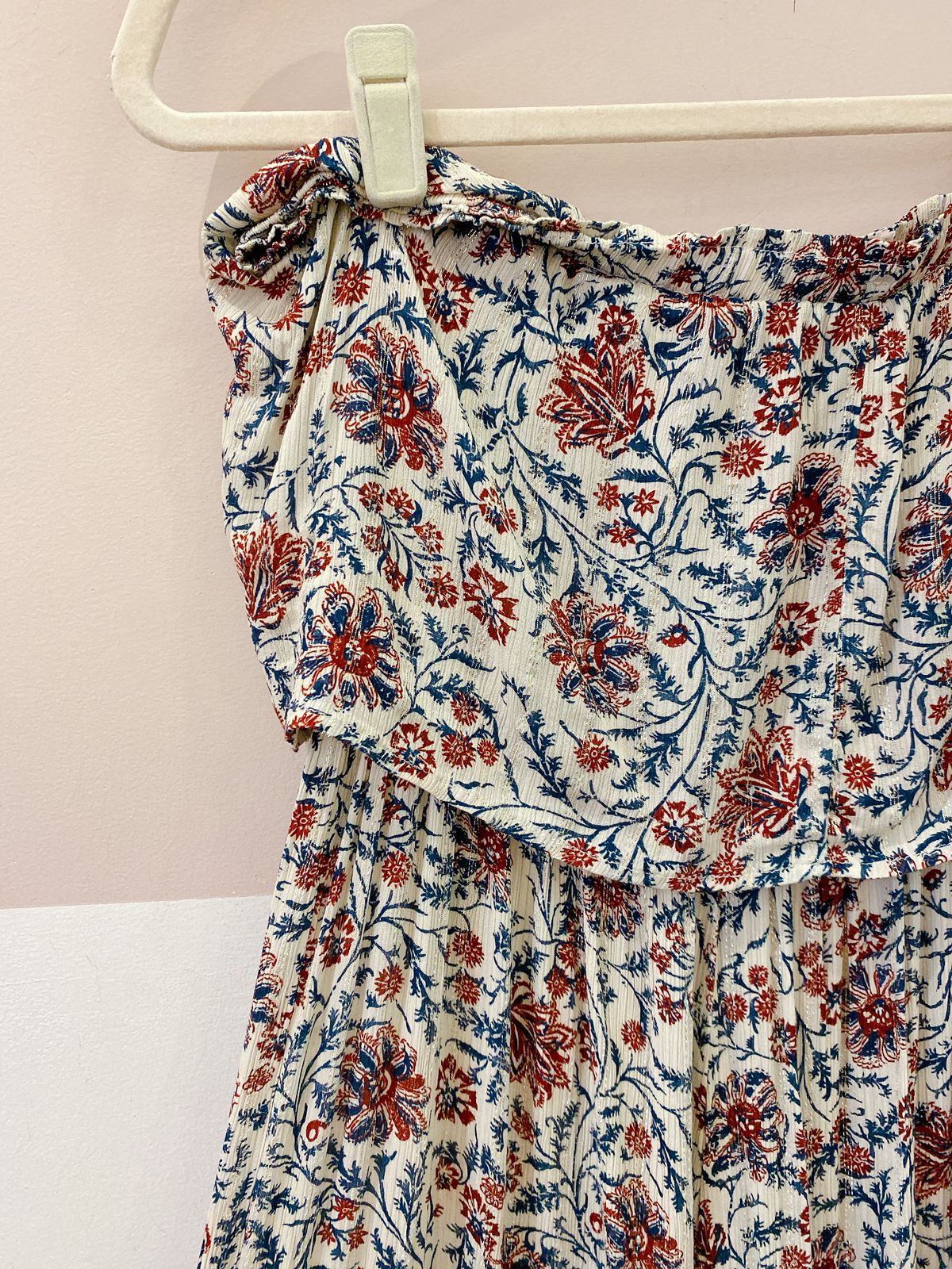 Vestido estampado fios luréx tomara que caia Maria Filó M