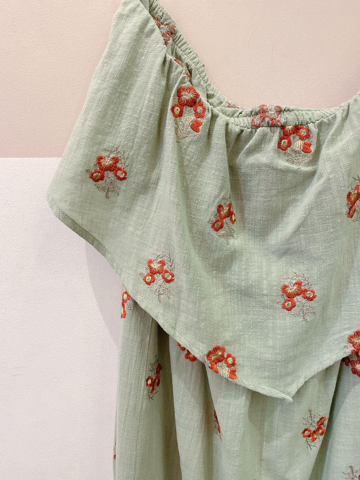 Vestido verde bordado tomara que caia Maria Filó G