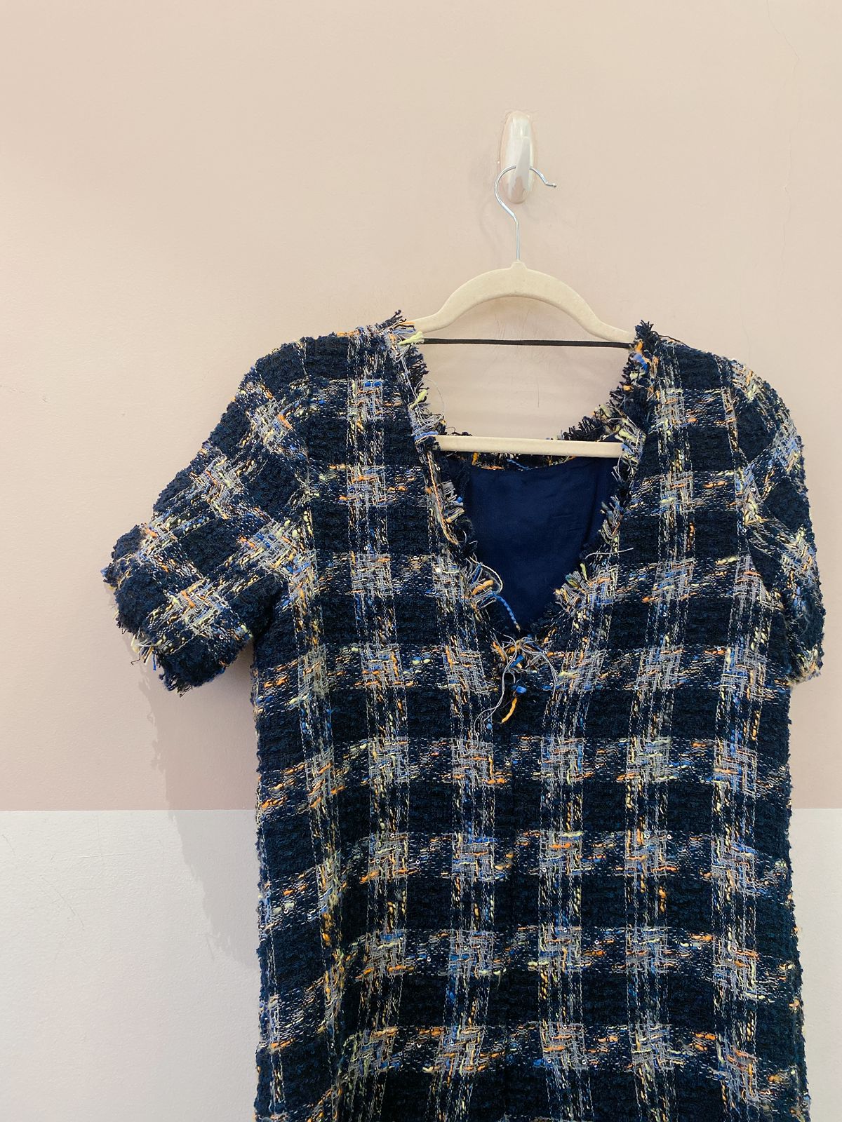 Vestido curto xadrez tweed Animale P