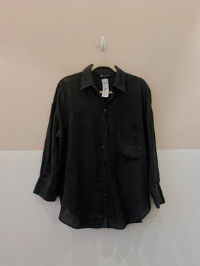 Camisa preta linho Zara P