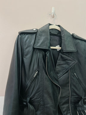 Jaqueta couro preta Zara P
