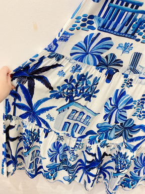 Vestido ombro só estampa azul Farm M