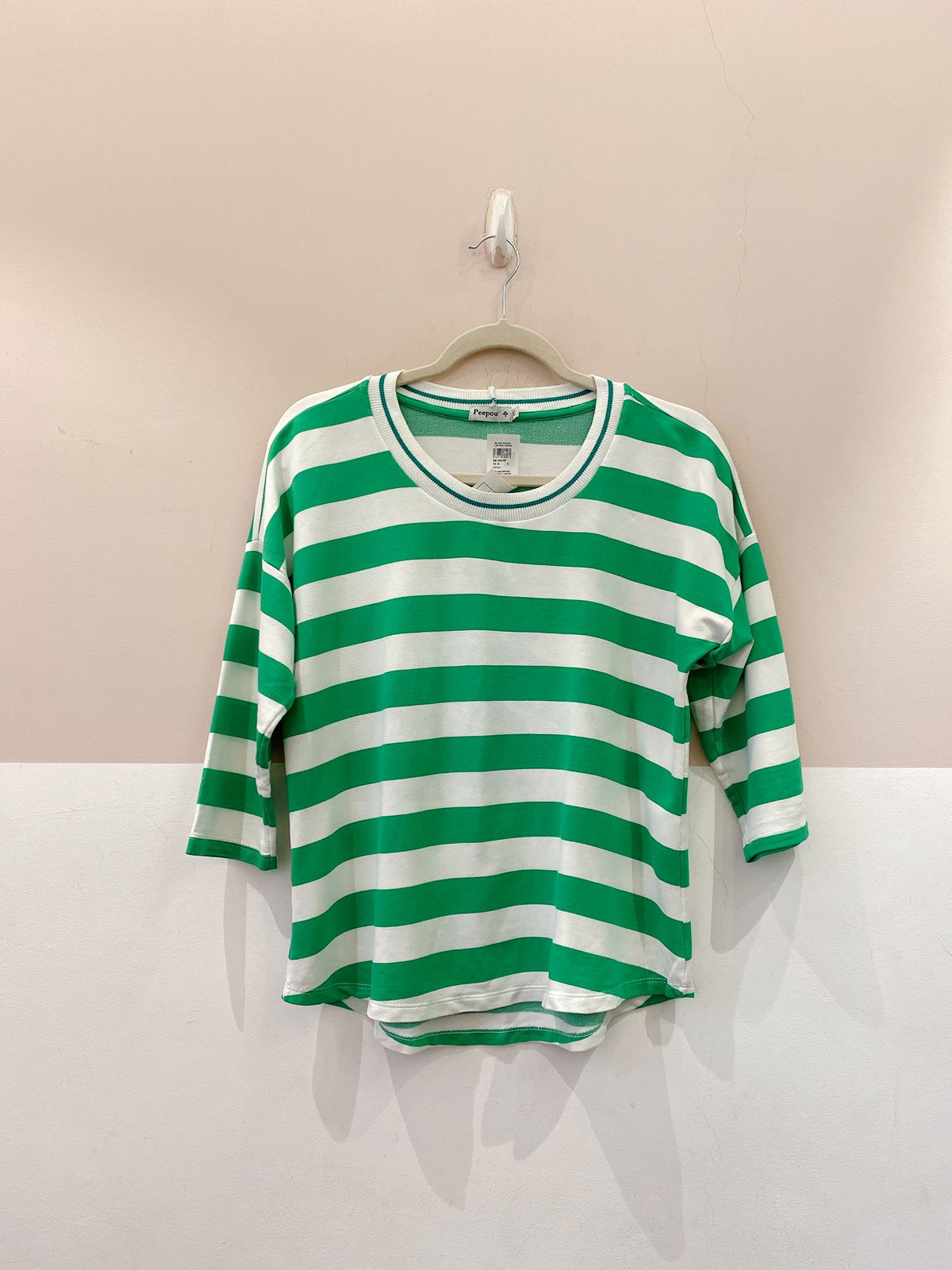 Blusa manga listras verde Peepou G