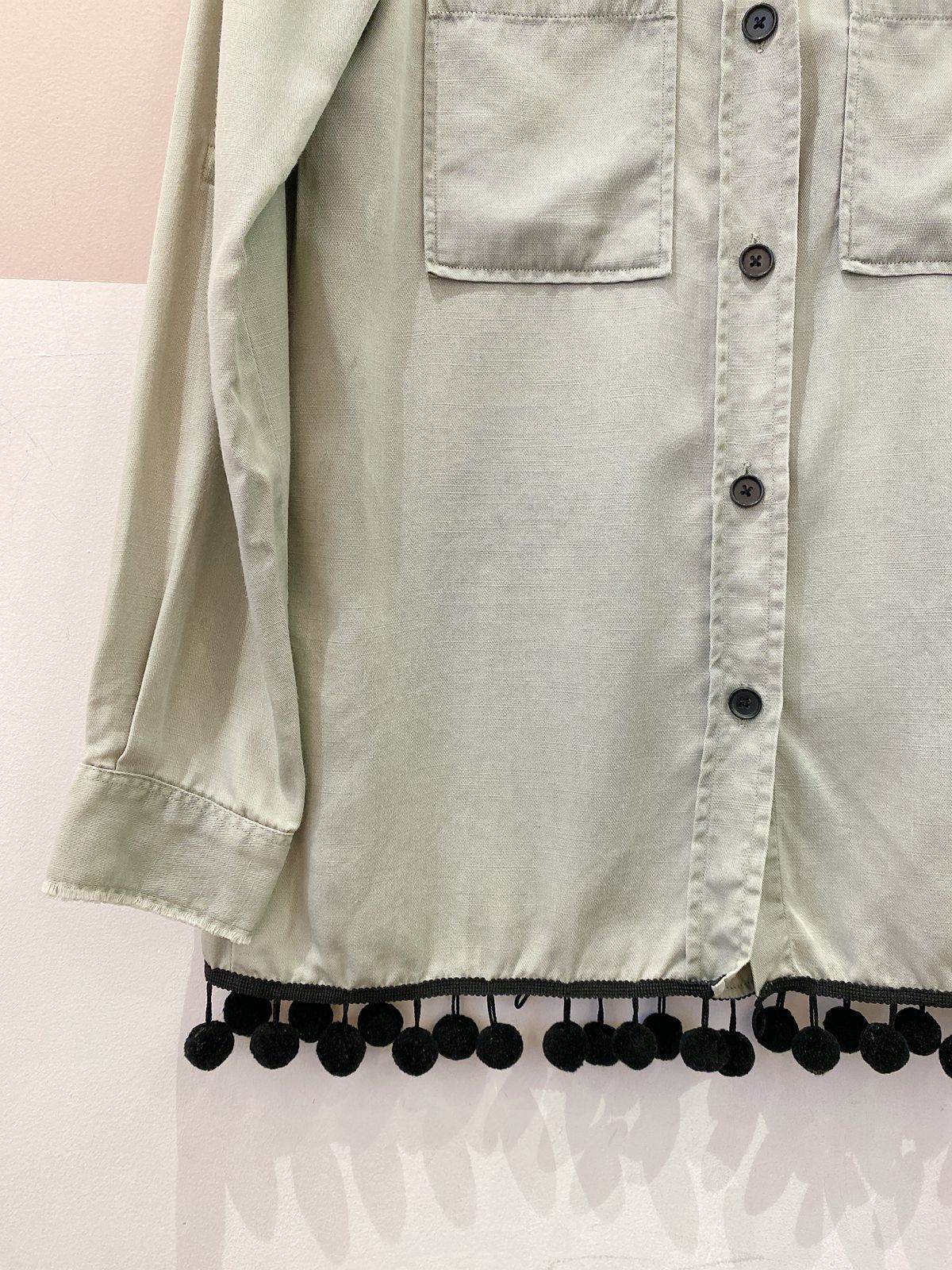 Camisa verde pompons Zara P