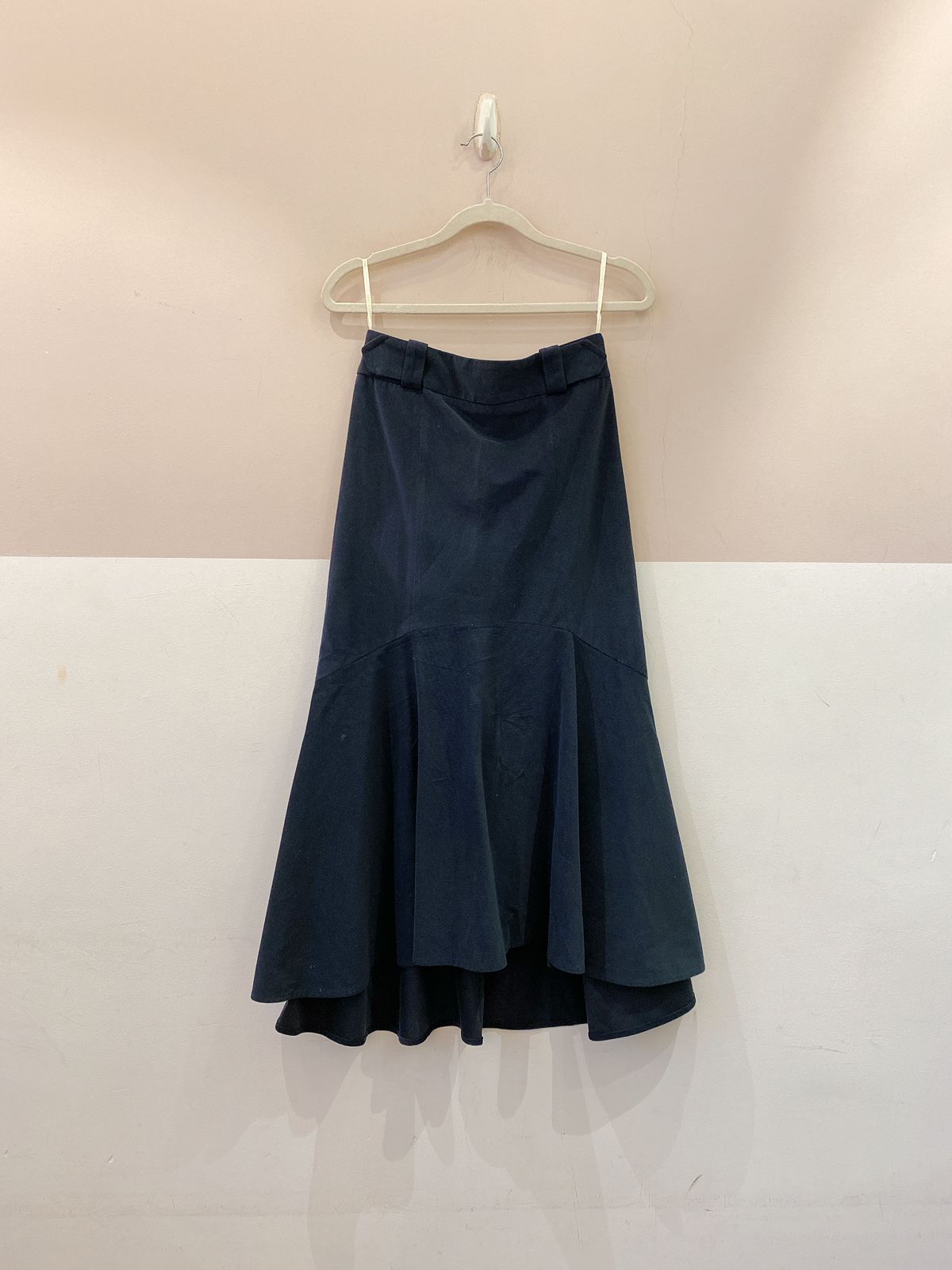 Saia midi azul marinho veludo Cris Barros 36